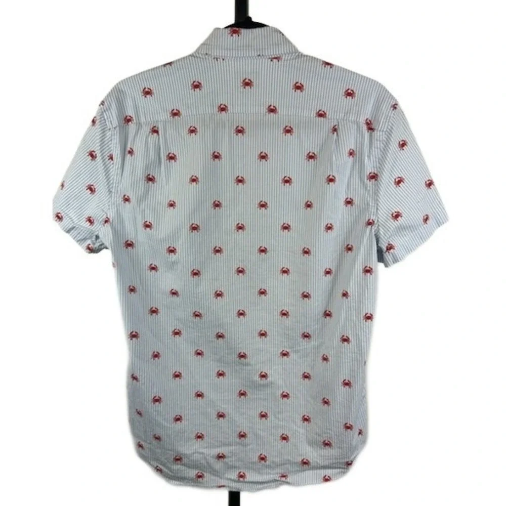 J Crew‎ Top Men's Size Small Slim Fit Short Sleeve Button Down Crab Blue White